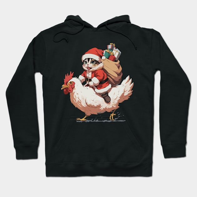 Christmas, Funny Cat on a Chicken Hoodie by Megadorim